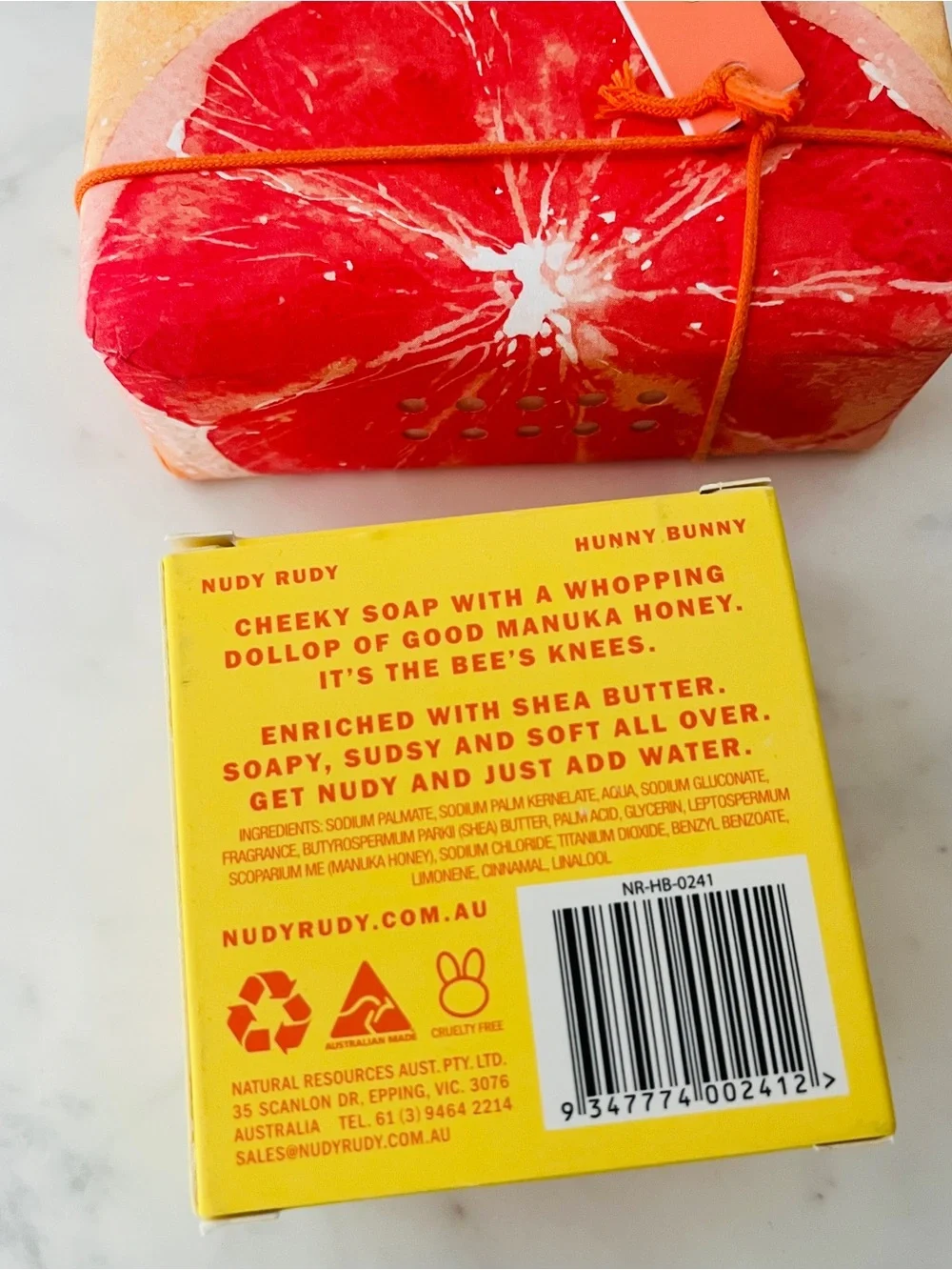 Nudy Rudy Hunny Bunny Honey & Castelbel Blood Orange Soap 2 Full Size Soaps New!